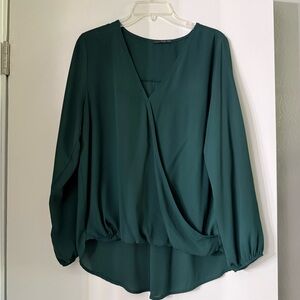 West Kei Deep Green Draped Blouse